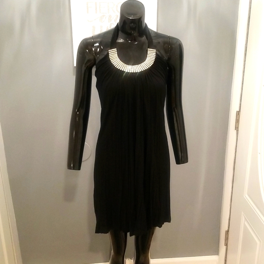 Black A-line evening dress